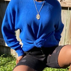 Blue knitted sweater